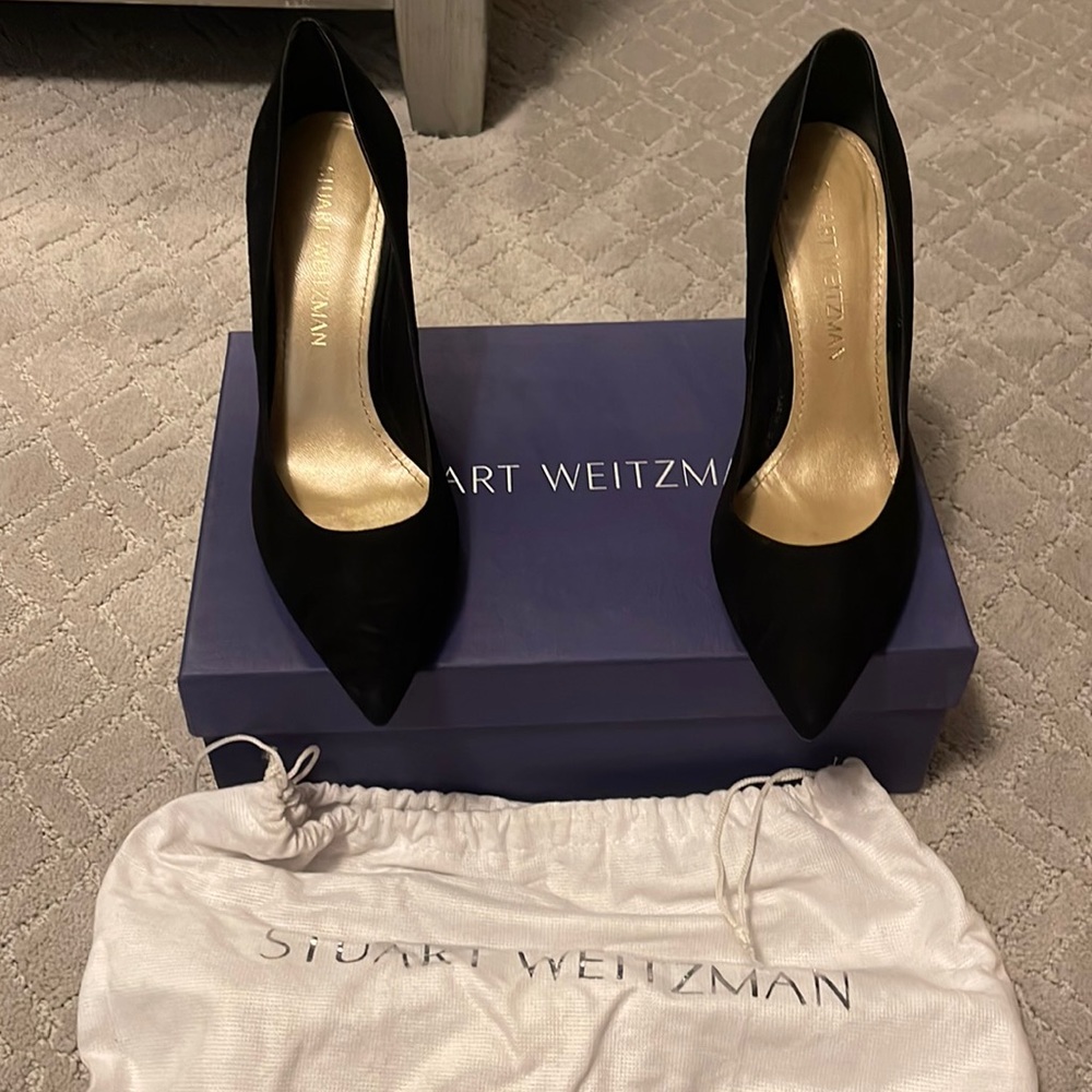 Stewart Weitzman black suede pumps 4inch heels